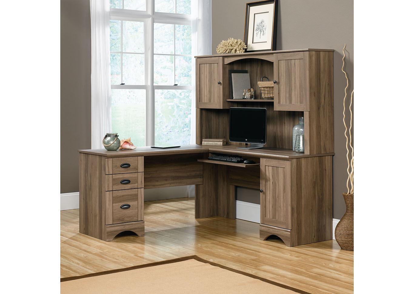 Harbor View Salt Oak Corner Computer Desk,Sauder